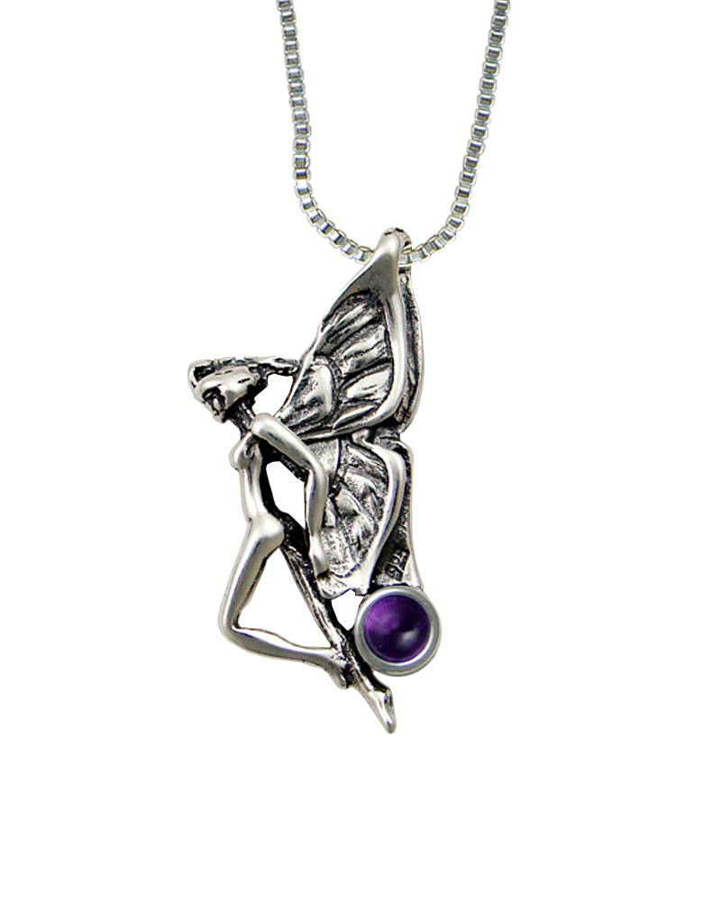 Sterling Silver Fairy of the Summer Sky Pendant With Amethyst
